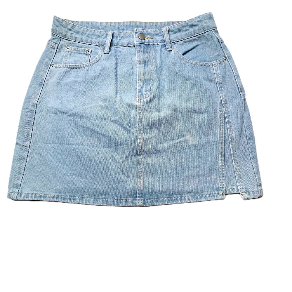Dazy Denim Mini Skirt Womens XL Light Wash Blue Side Slit‎ Casual Streetwear